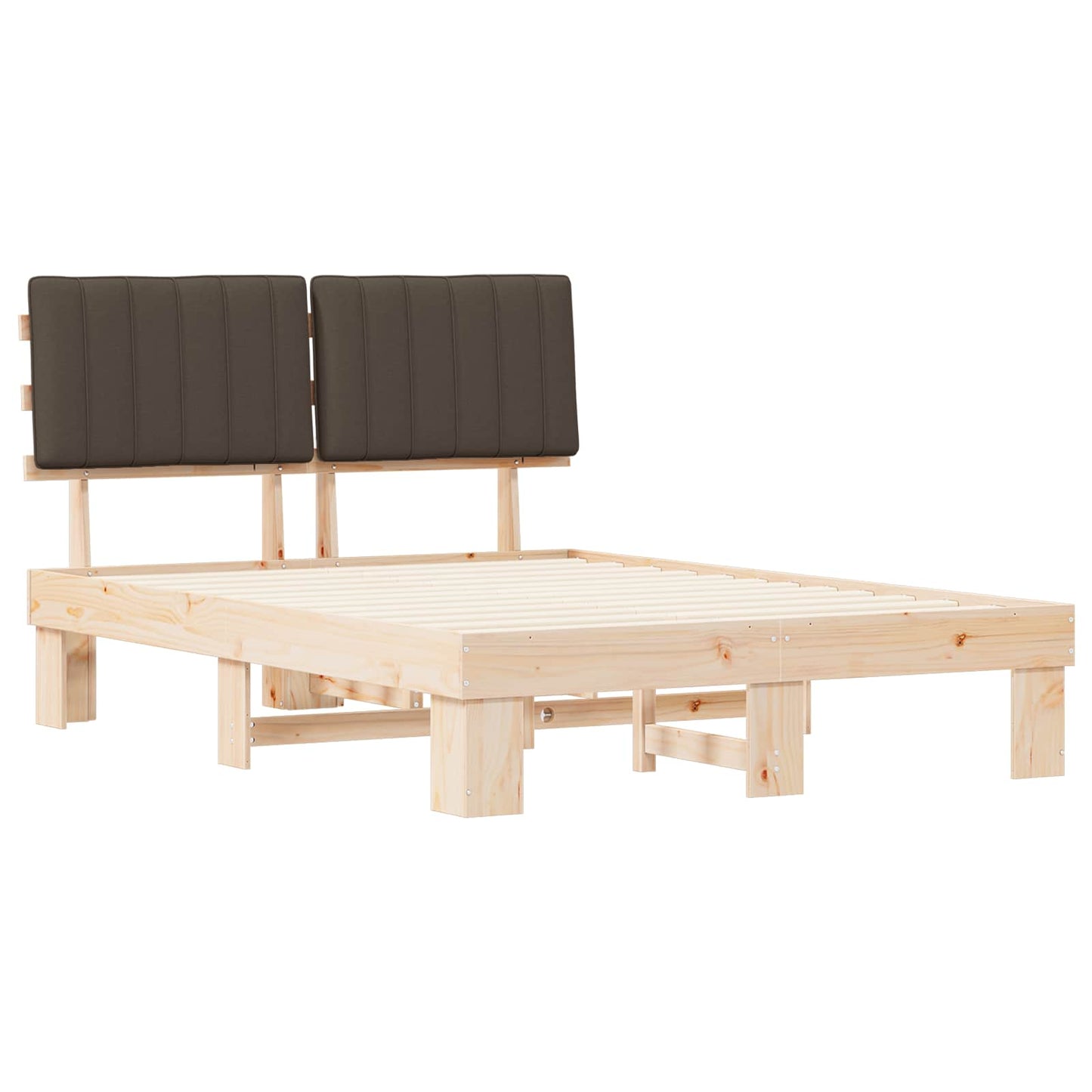 vidaXL Σκελετός Κρεβατιού με Επενδεδυμένο Κεφαλάρι Taupe 140 x 200 cm