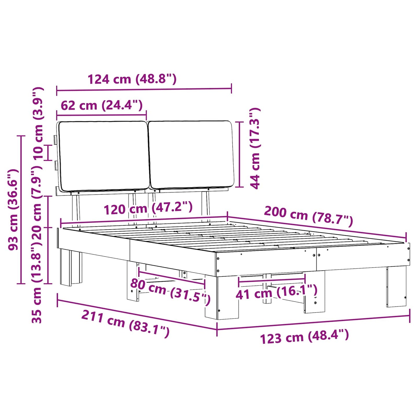 vidaXL Σκελετός Κρεβατιού με Επενδεδυμένο Κεφαλάρι Ανοιχτό γκρι