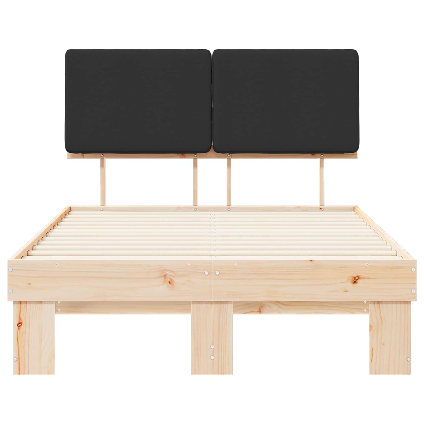 vidaXL Σκελετός Κρεβατιού με Επενδεδυμένο Κεφαλάρι Μαύρο 120 x 200 cm