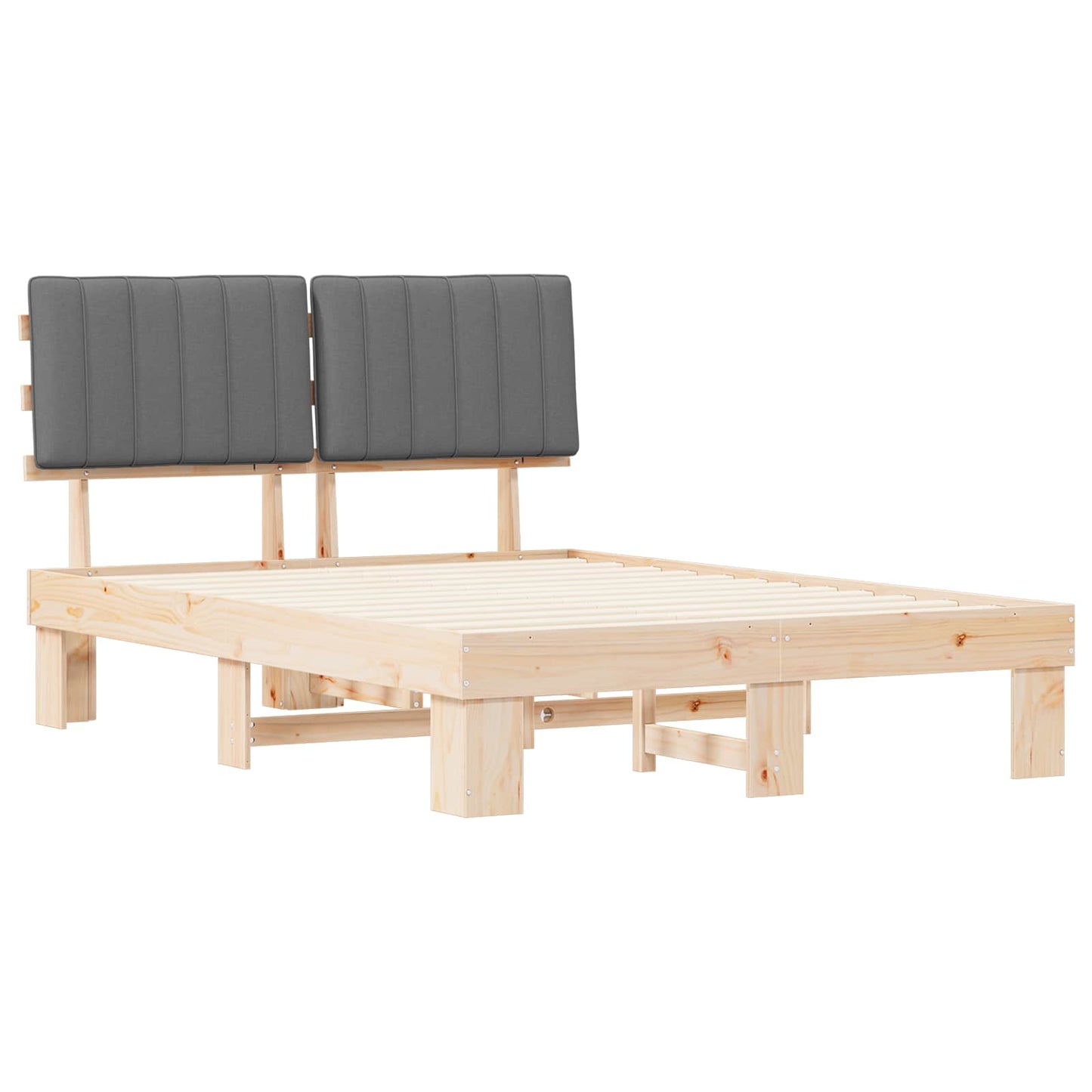vidaXL Σκελετός Κρεβατιού με Επενδεδυμένο Κεφαλάρι Ανοιχτό γκρι
