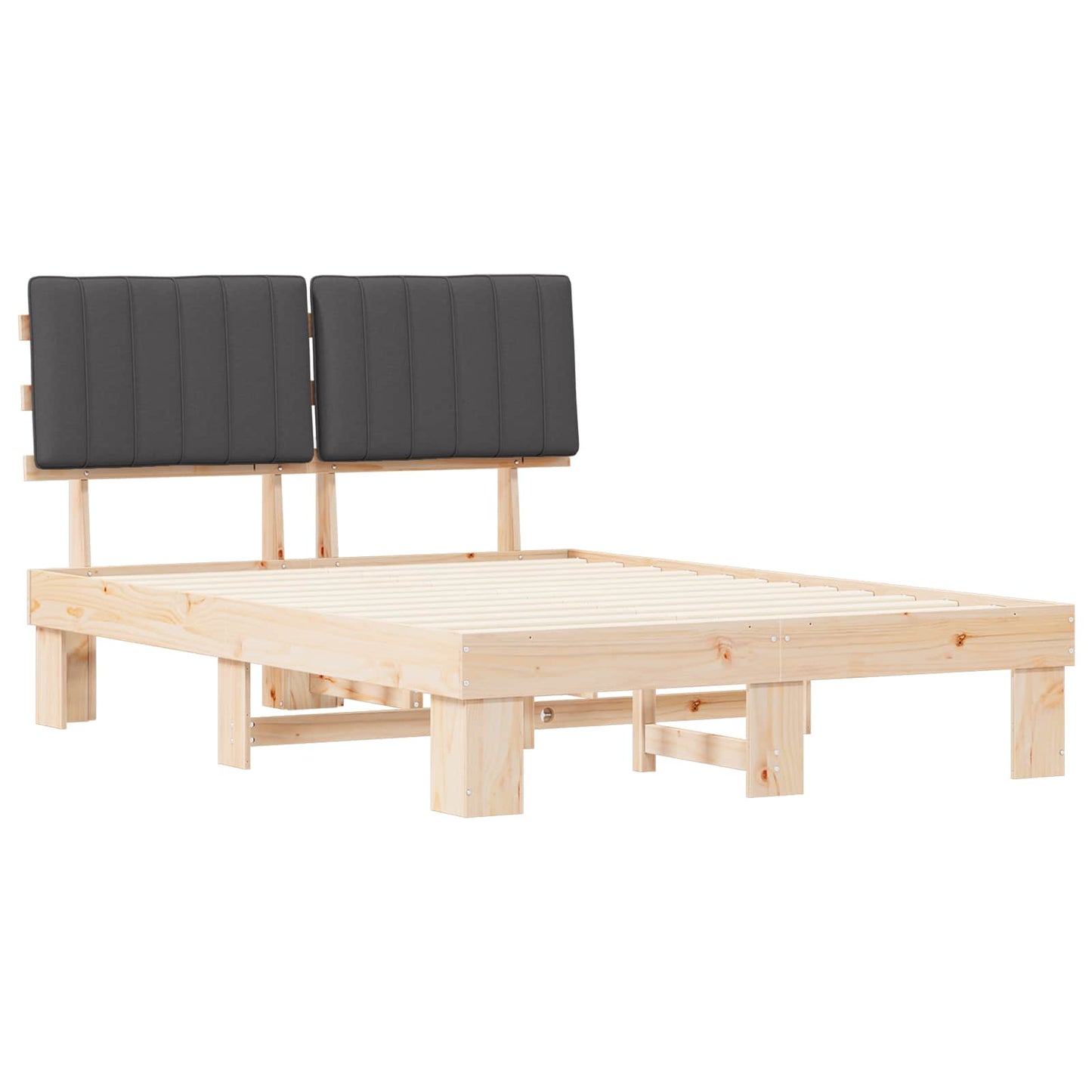 vidaXL Σκελετός Κρεβατιού με Επενδεδυμένο Κεφαλάρι Σκούρο Γκρι