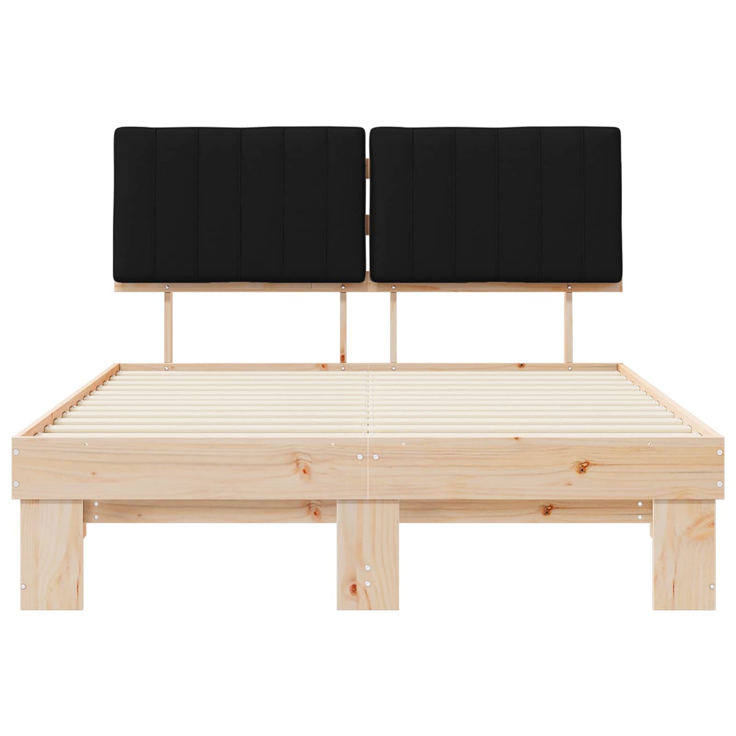 vidaXL Σκελετός Κρεβατιού με Επενδεδυμένο Κεφαλάρι Μαύρο 135 x 190 cm