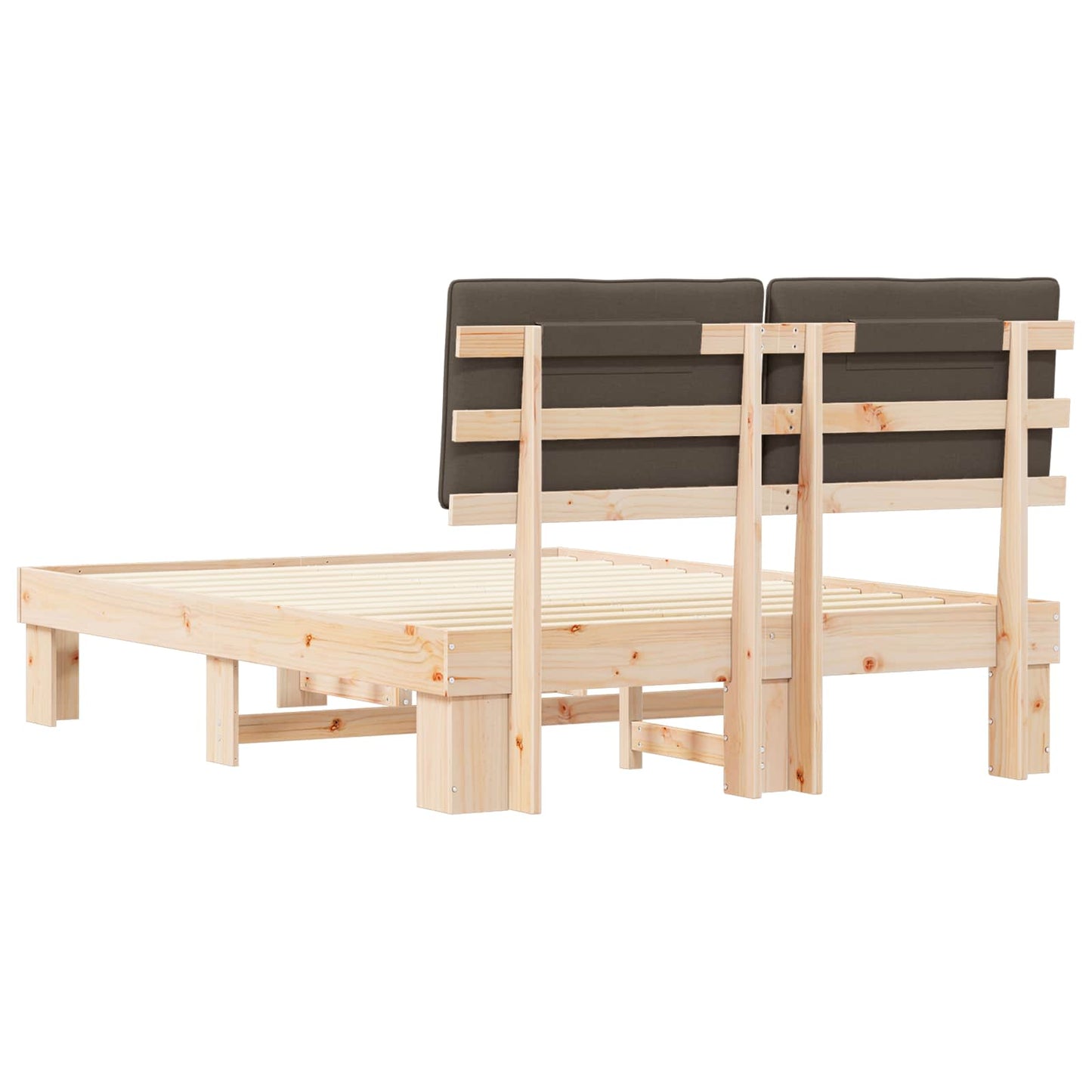 vidaXL Σκελετός Κρεβατιού με Επενδεδυμένο Κεφαλάρι Taupe 135 x 190 cm