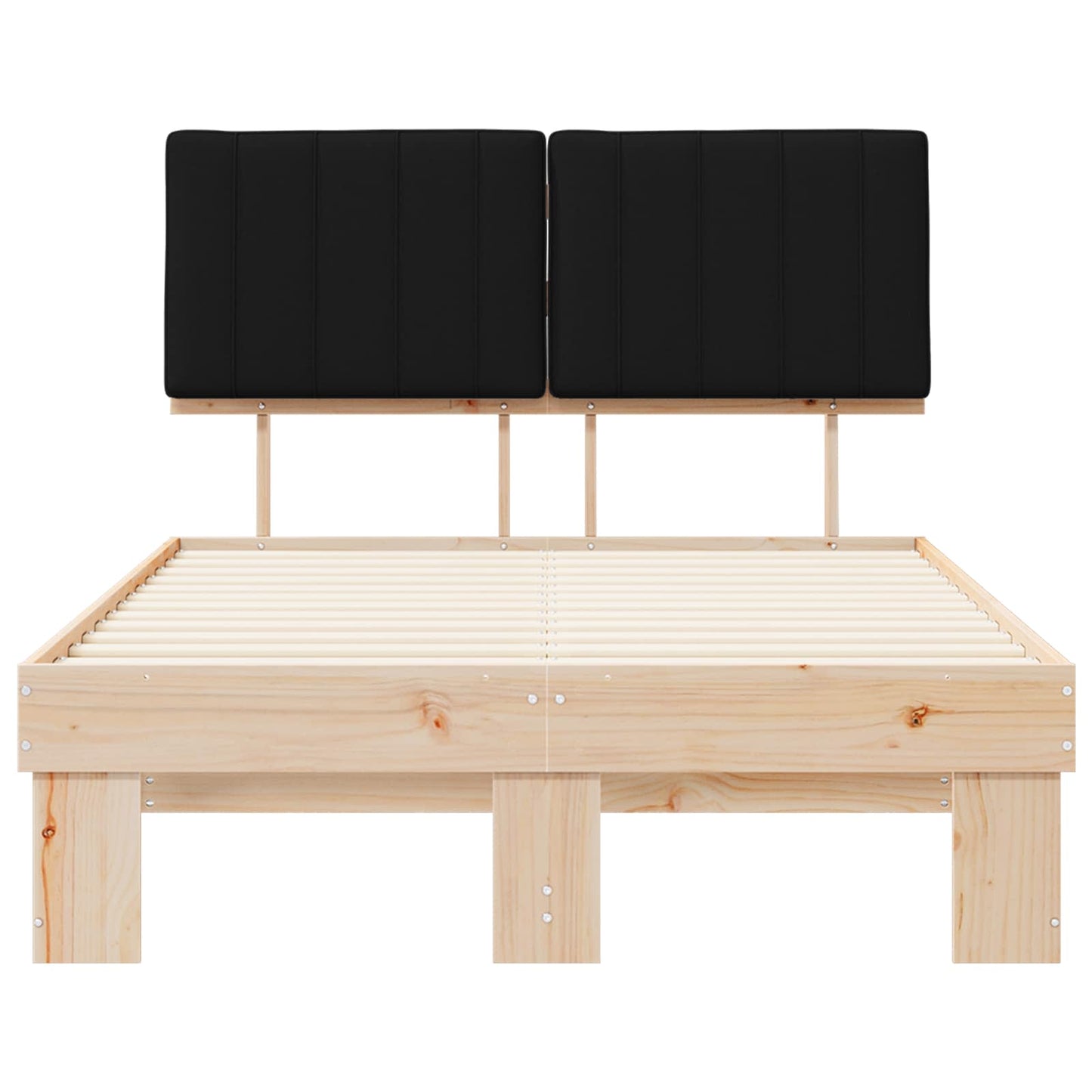 vidaXL Σκελετός Κρεβατιού με Επενδεδυμένο Κεφαλάρι Μαύρο 120 x 190 cm