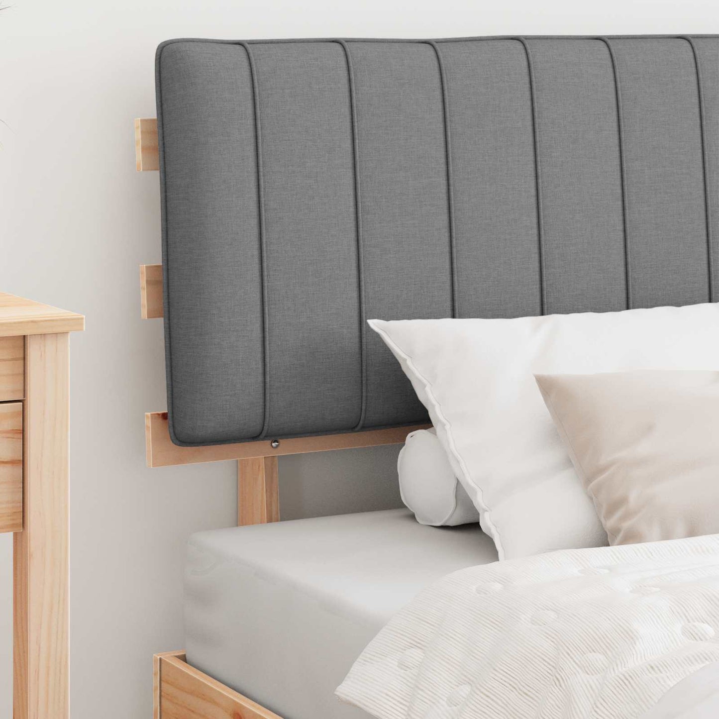 vidaXL Σκελετός Κρεβατιού με Επενδεδυμένο Κεφαλάρι Ανοιχτό γκρι