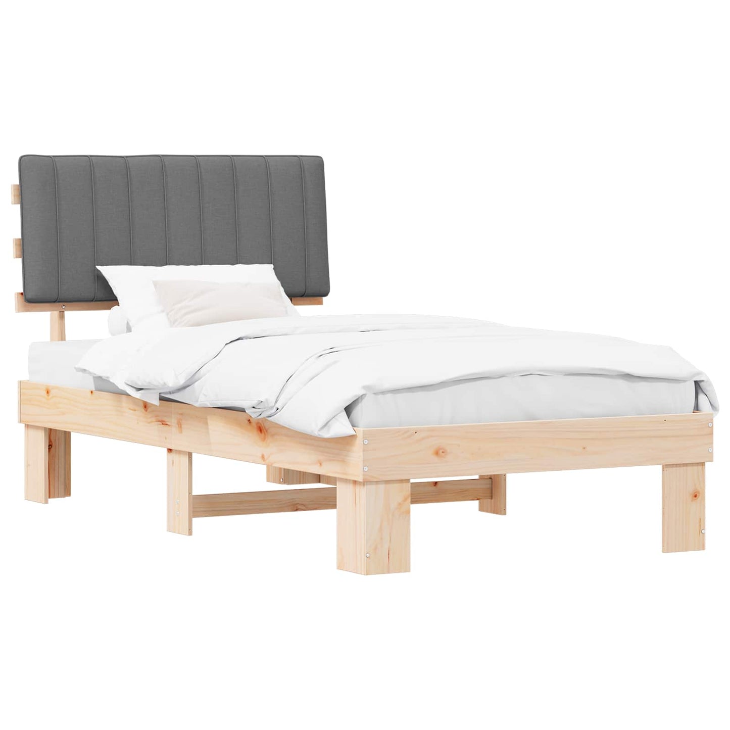 vidaXL Σκελετός Κρεβατιού με Επενδεδυμένο Κεφαλάρι Ανοιχτό γκρι
