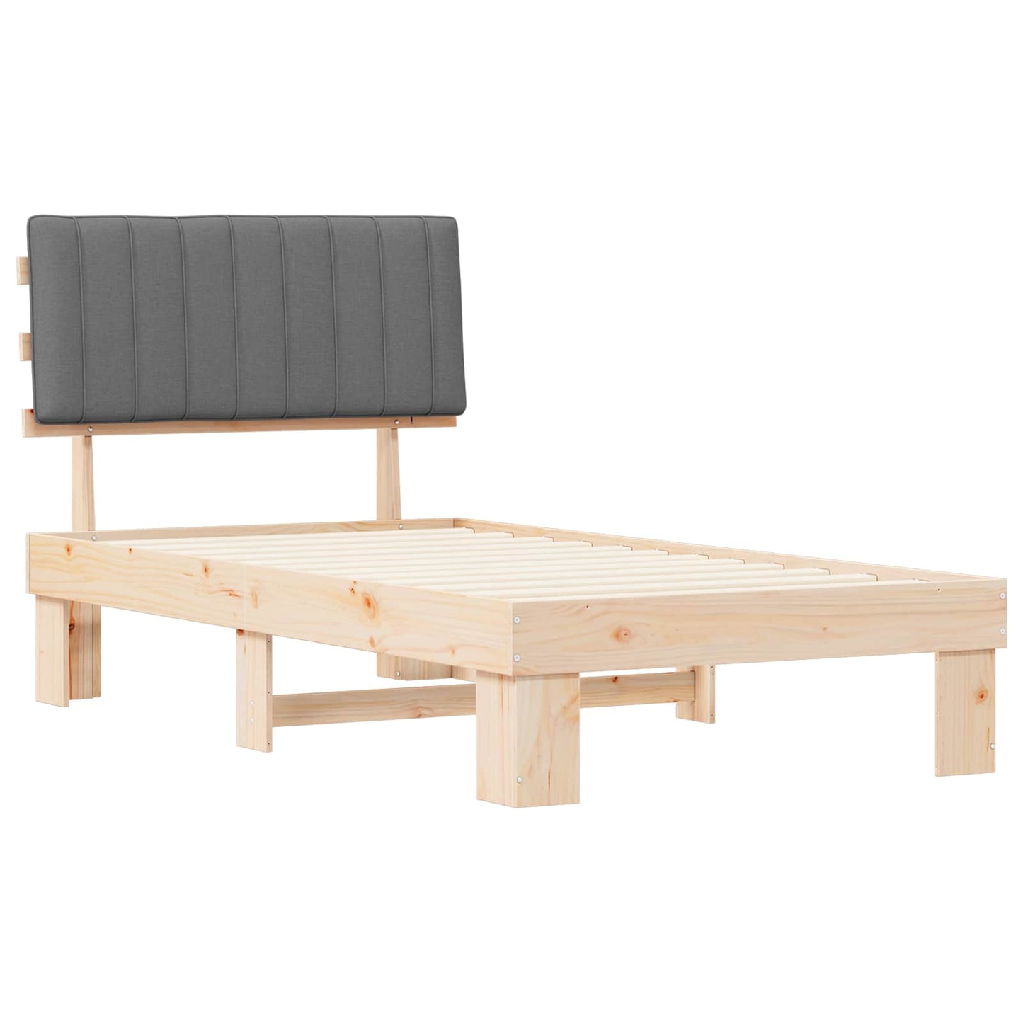 vidaXL Σκελετός Κρεβατιού με Επενδεδυμένο Κεφαλάρι Ανοιχτό γκρι