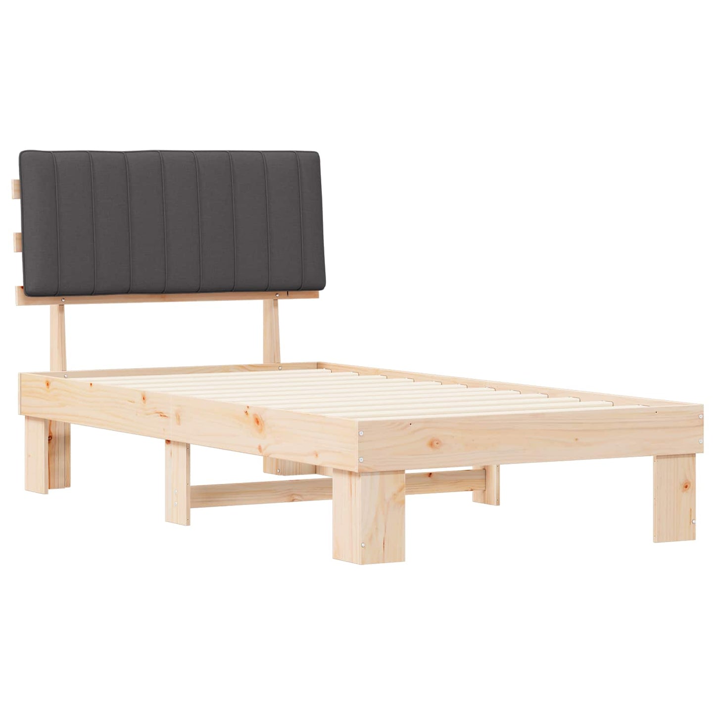 vidaXL Σκελετός Κρεβατιού με Επενδεδυμένο Κεφαλάρι Σκούρο Γκρι