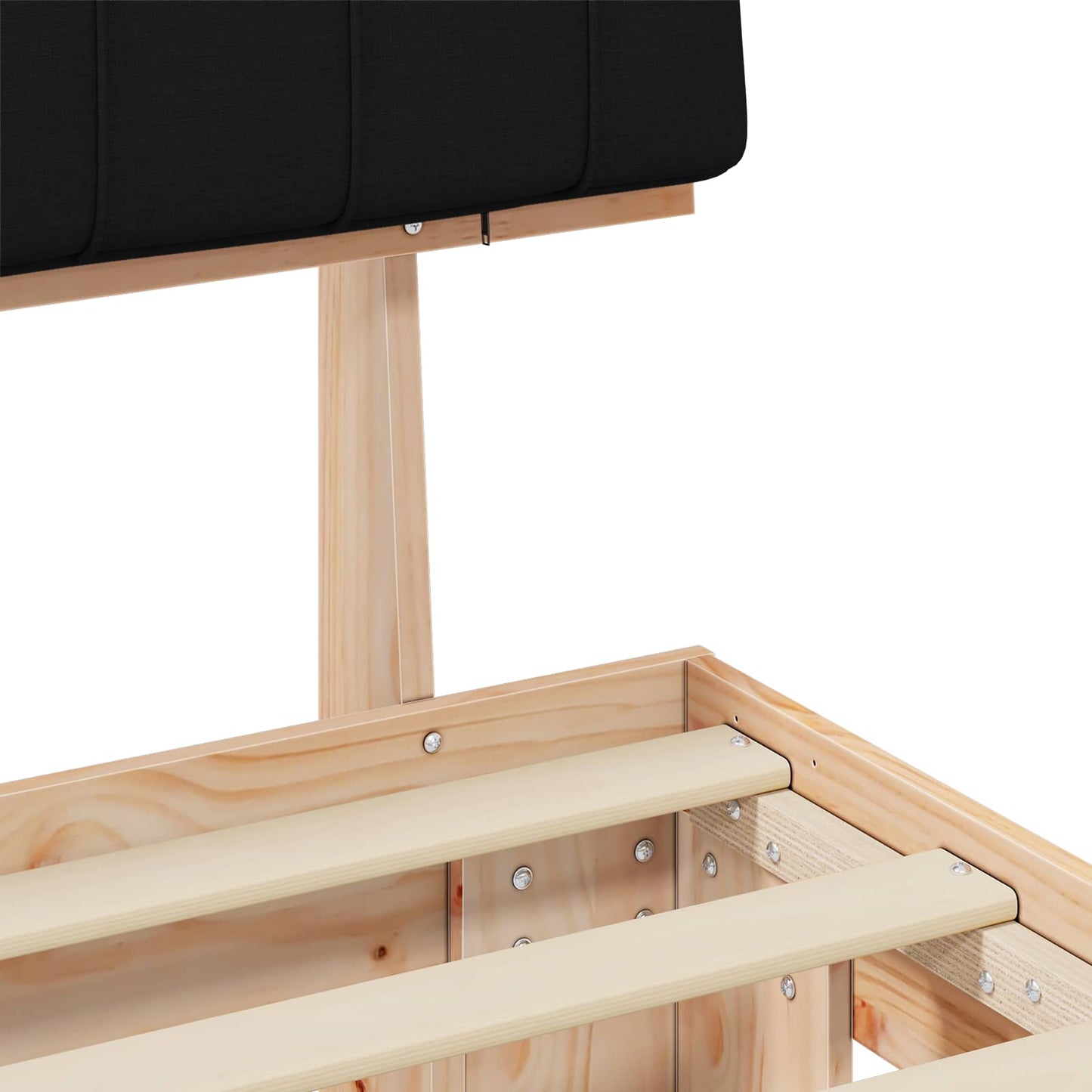 vidaXL Σκελετός Κρεβατιού με Επενδεδυμένο Κεφαλάρι Μαύρο 100 x 200 cm