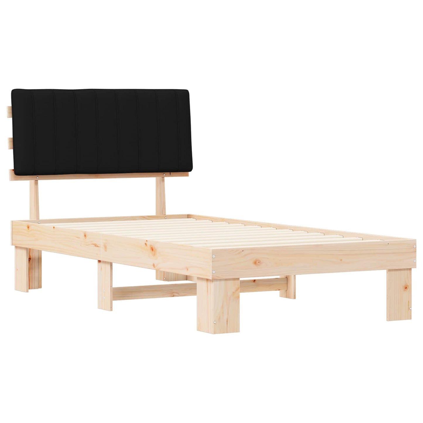 vidaXL Σκελετός Κρεβατιού με Επενδεδυμένο Κεφαλάρι Μαύρο 100 x 200 cm