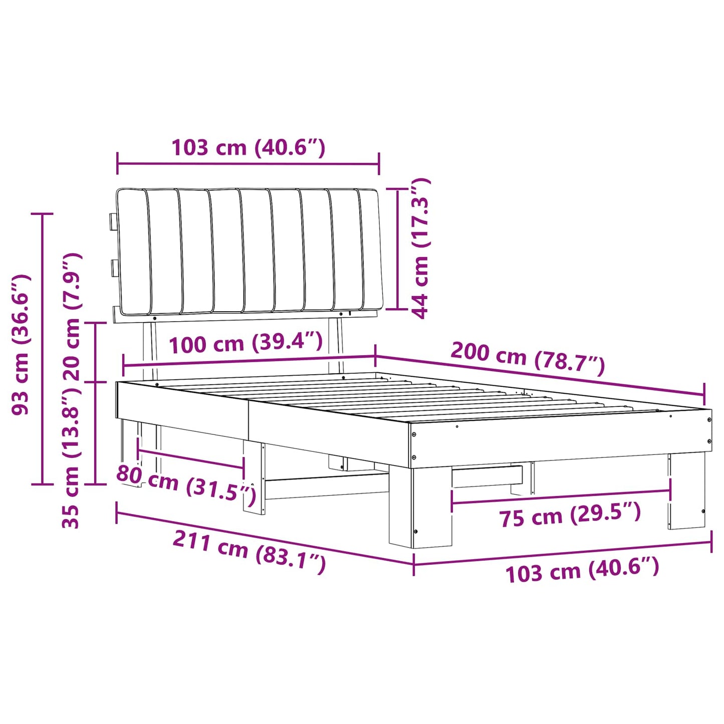 vidaXL Σκελετός Κρεβατιού με Επενδεδυμένο Κεφαλάρι Ανοιχτό γκρι