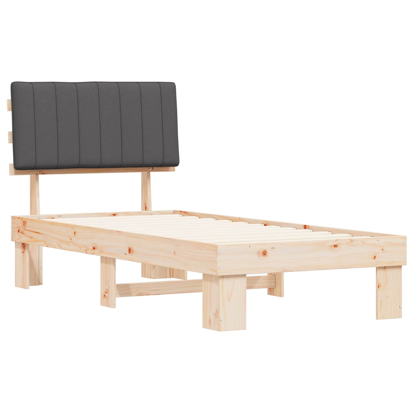 vidaXL Σκελετός Κρεβατιού με Επενδεδυμένο Κεφαλάρι Σκούρο Γκρι