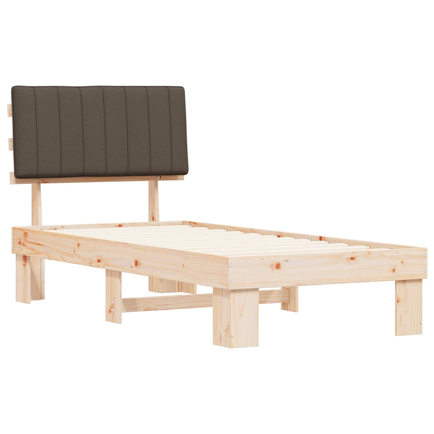 vidaXL Σκελετός Κρεβατιού με Επενδεδυμένο Κεφαλάρι Taupe 90 x 200 cm