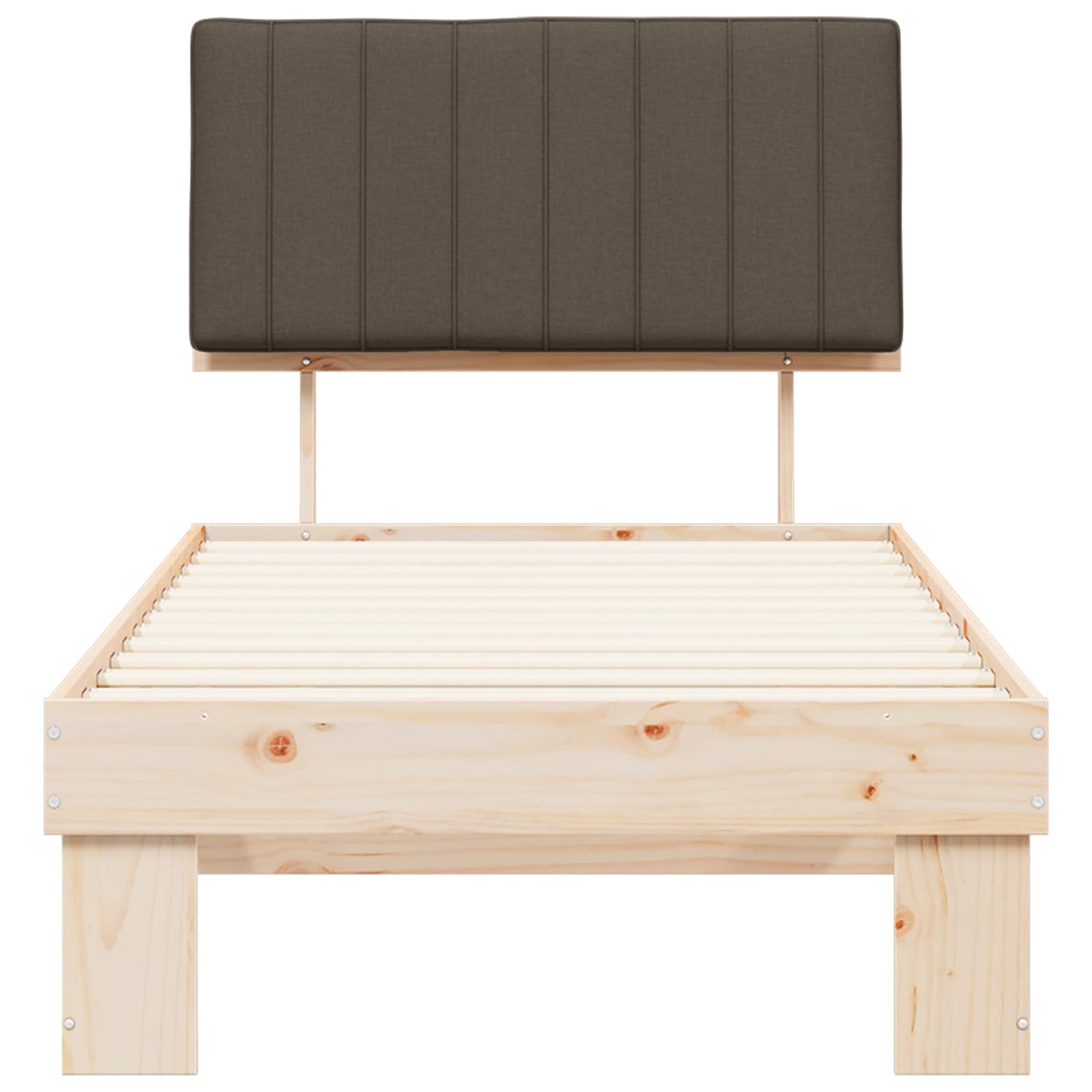 vidaXL Σκελετός Κρεβατιού με Επενδεδυμένο Κεφαλάρι Taupe 90 x 200 cm