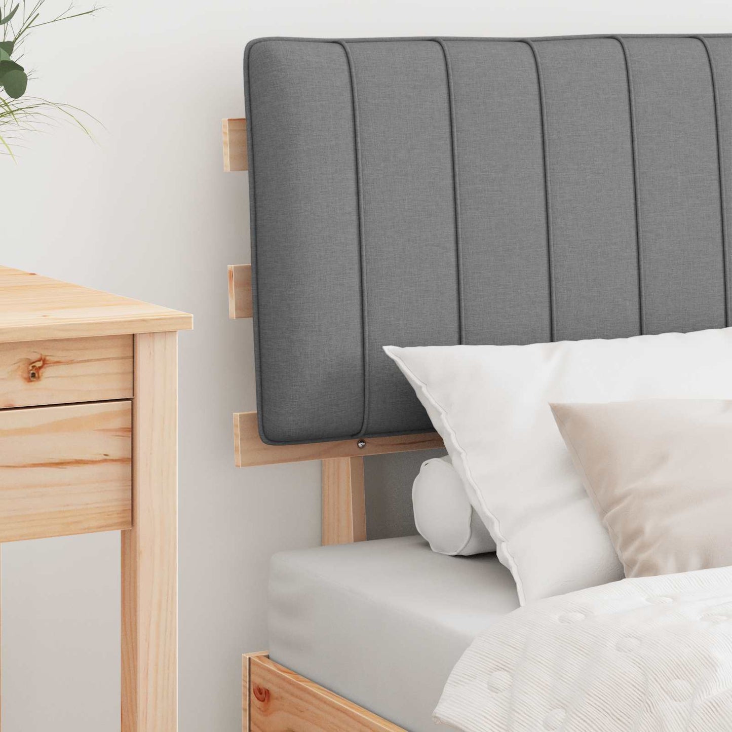 vidaXL Σκελετός Κρεβατιού με Επενδεδυμένο Κεφαλάρι Ανοιχτό γκρι