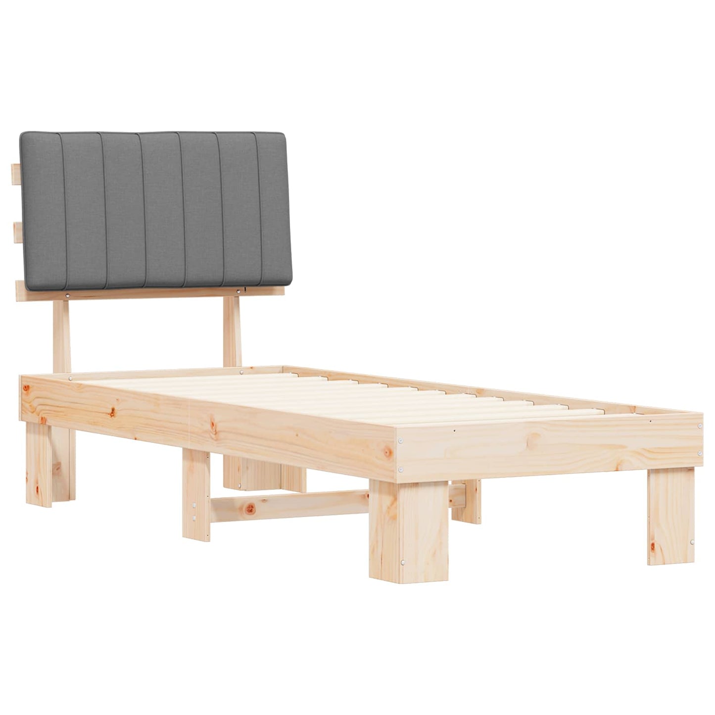 vidaXL Σκελετός Κρεβατιού με Επενδεδυμένο Κεφαλάρι Ανοιχτό γκρι
