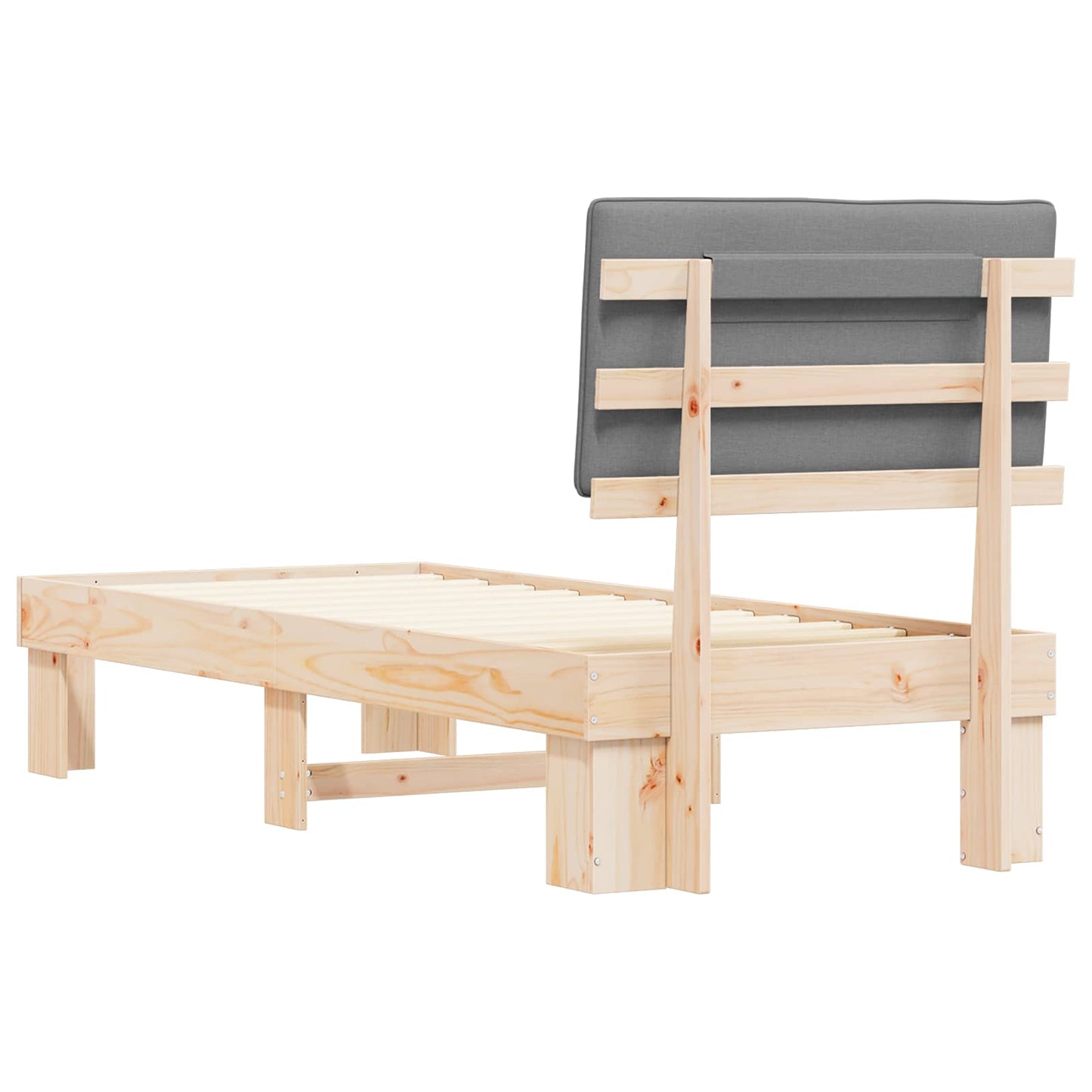 vidaXL Σκελετός Κρεβατιού με Επενδεδυμένο Κεφαλάρι Ανοιχτό γκρι