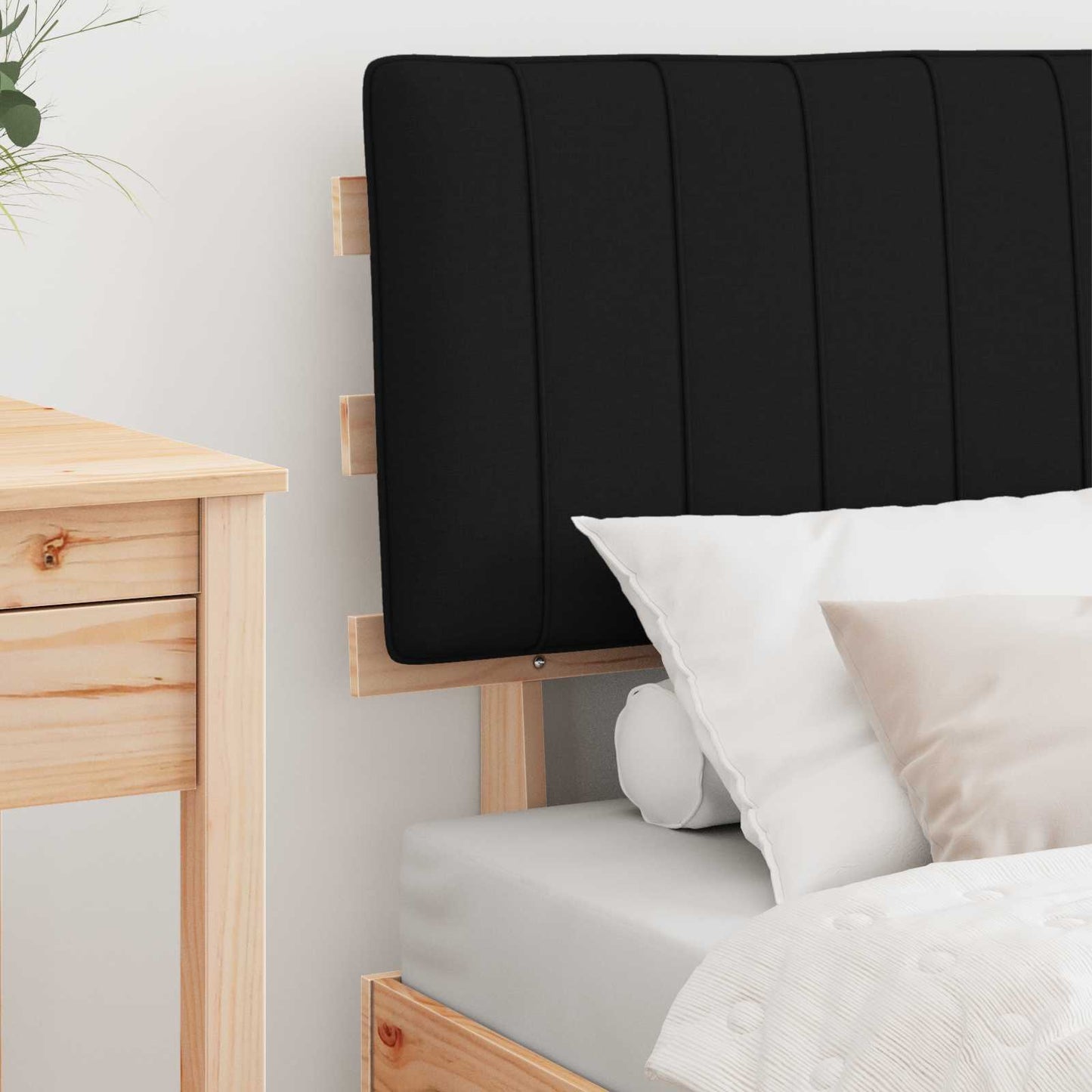 vidaXL Σκελετός Κρεβατιού με Επενδεδυμένο Κεφαλάρι Μαύρο 80 x 200 cm