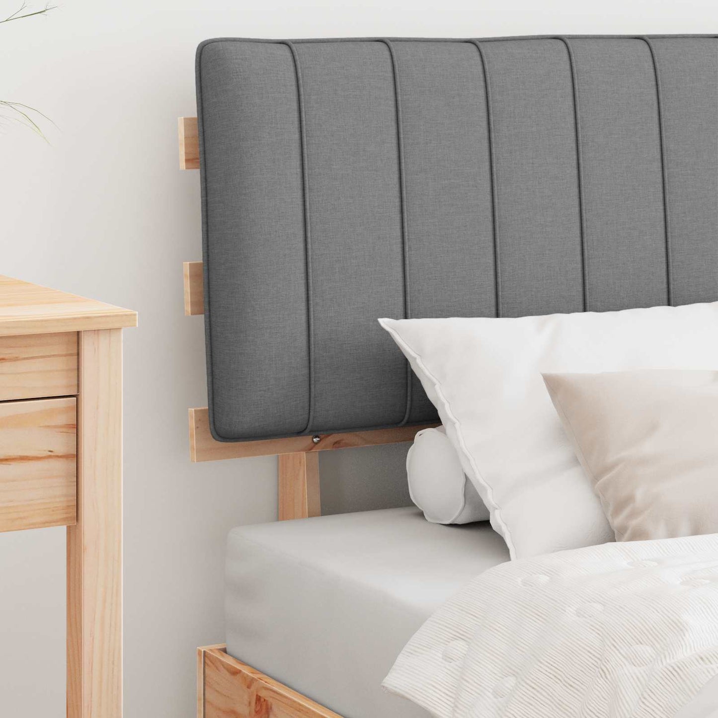 vidaXL Σκελετός Κρεβατιού με Επενδεδυμένο Κεφαλάρι Ανοιχτό γκρι