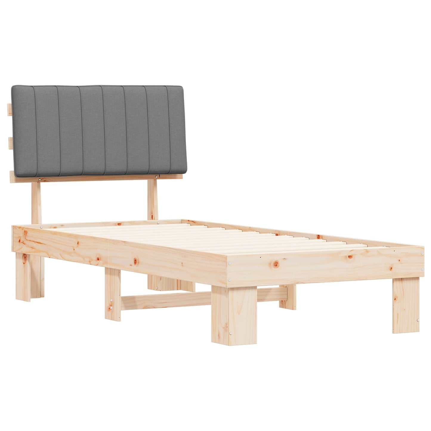 vidaXL Σκελετός Κρεβατιού με Επενδεδυμένο Κεφαλάρι Ανοιχτό γκρι