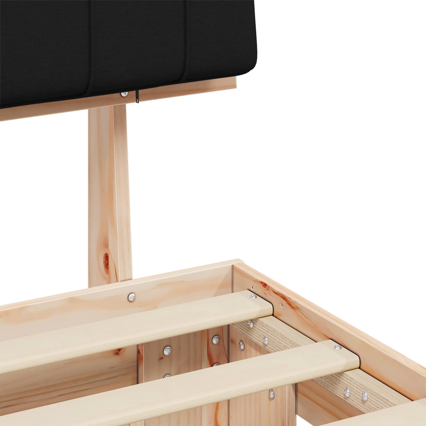 vidaXL Σκελετός Κρεβατιού με Επενδεδυμένο Κεφαλάρι Μαύρο 90 x 190 cm