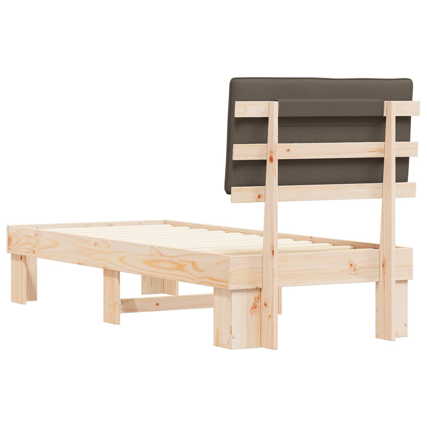 vidaXL Σκελετός Κρεβατιού με Επενδεδυμένο Κεφαλάρι Taupe 75 x 190 cm