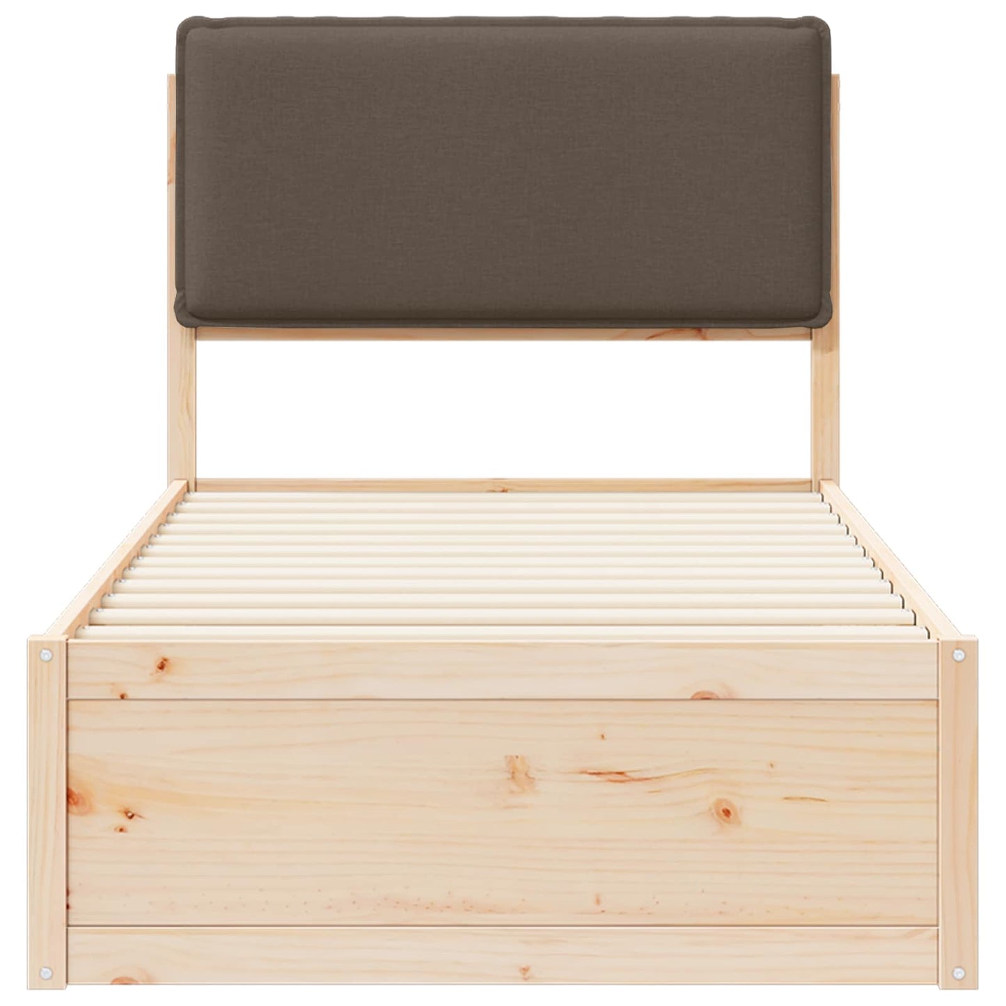 vidaXL Σκελετός Κρεβατιού με Επενδεδυμένο Κεφαλάρι Taupe 90 x 200 cm