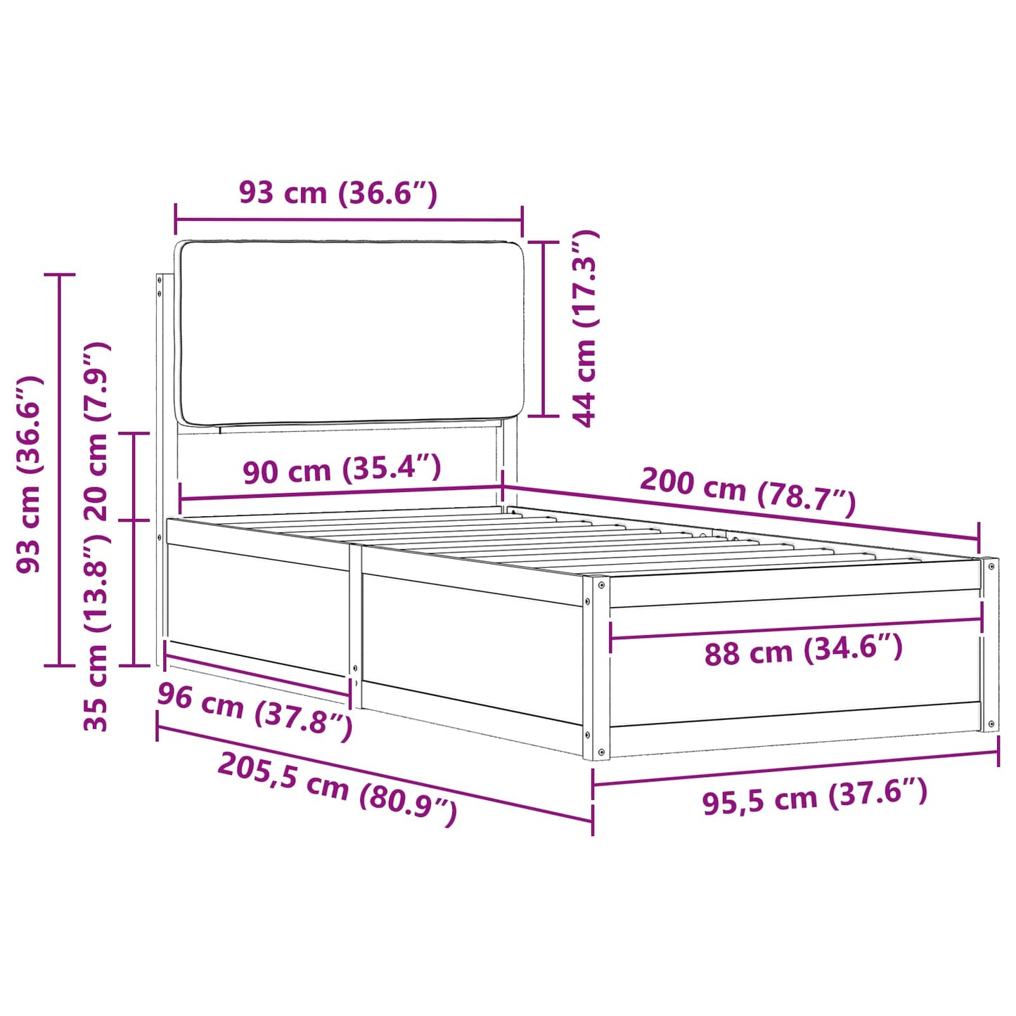 vidaXL Σκελετός Κρεβατιού με Επενδεδυμένο Κεφαλάρι Ανοιχτό γκρι