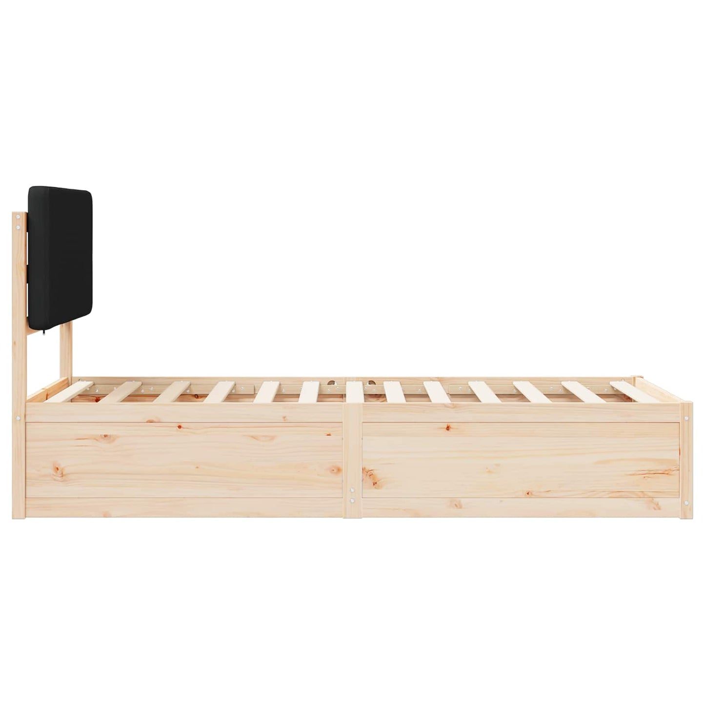 vidaXL Σκελετός Κρεβατιού με Επενδεδυμένο Κεφαλάρι Μαύρο 90 x 200 cm