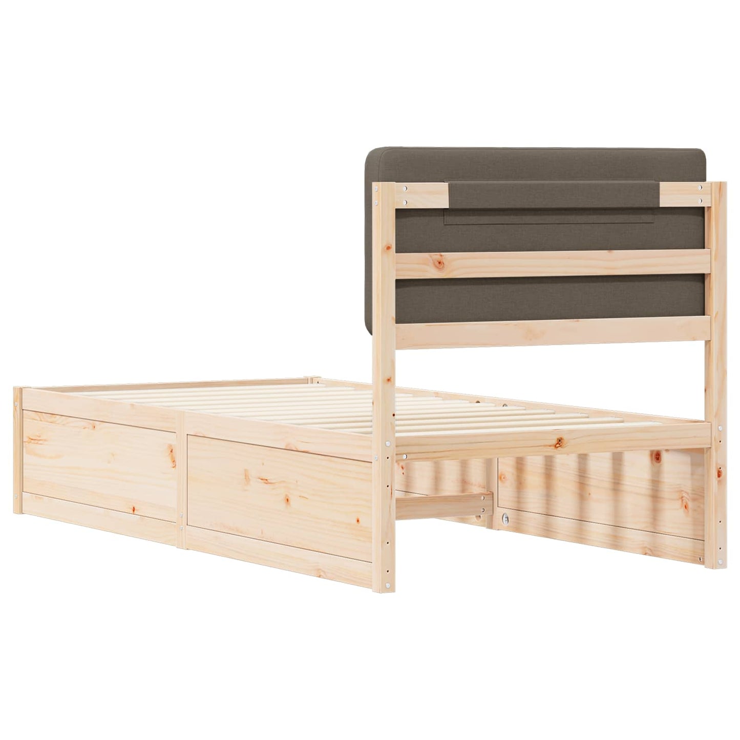 vidaXL Σκελετός Κρεβατιού με Επενδεδυμένο Κεφαλάρι Taupe 90 x 200 cm