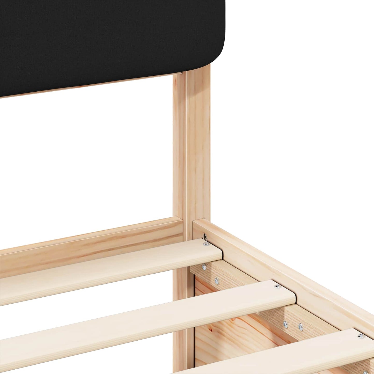 vidaXL Σκελετός Κρεβατιού με Επενδεδυμένο Κεφαλάρι Μαύρο 90 x 190 cm