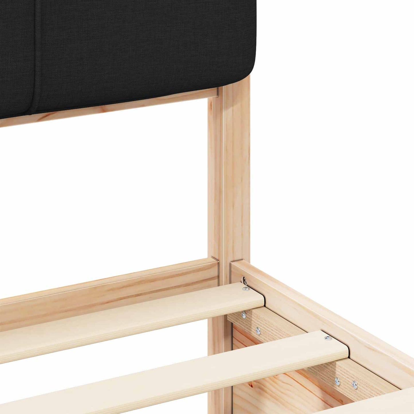 vidaXL Σκελετός Κρεβατιού με Επενδεδυμένο Κεφαλάρι Μαύρο 90 x 200 cm