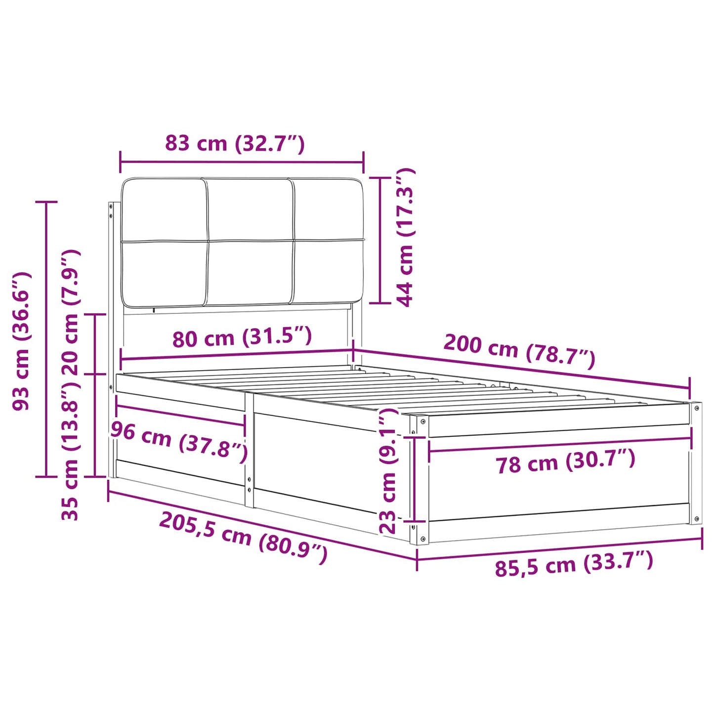 vidaXL Σκελετός Κρεβατιού με Επενδεδυμένο Κεφαλάρι Ανοιχτό γκρι
