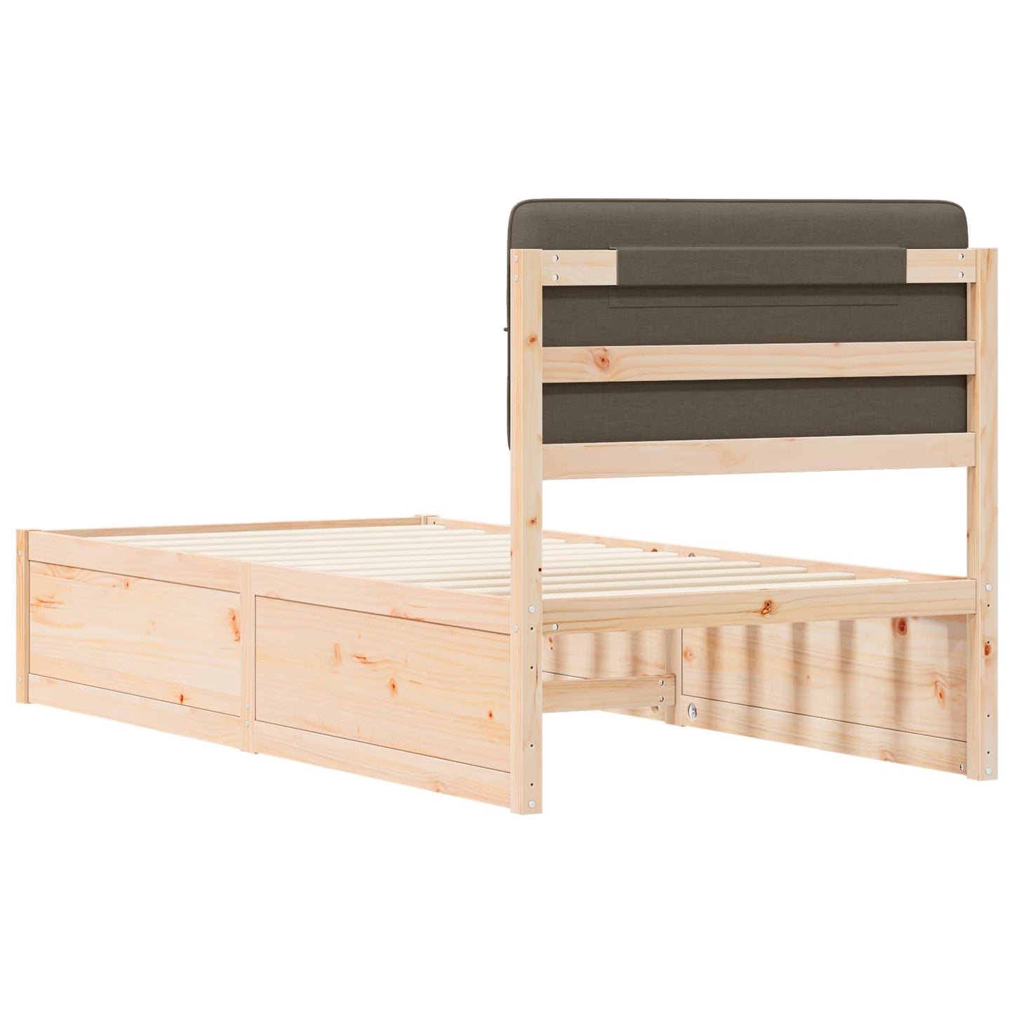 vidaXL Σκελετός Κρεβατιού με Επενδεδυμένο Κεφαλάρι Taupe 90 x 190 cm