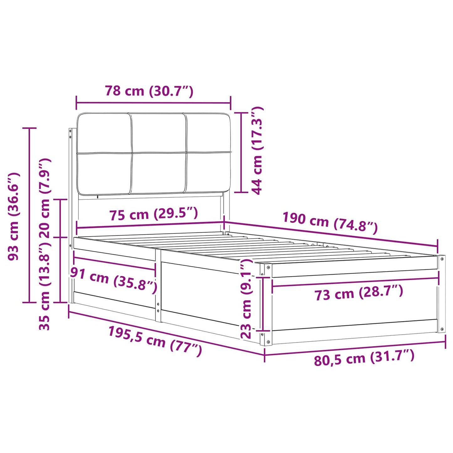 vidaXL Σκελετός Κρεβατιού με Επενδεδυμένο Κεφαλάρι Ανοιχτό γκρι