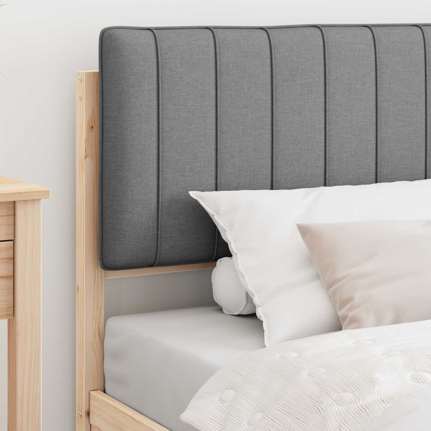 vidaXL Σκελετός Κρεβατιού με Επενδεδυμένο Κεφαλάρι Ανοιχτό γκρι