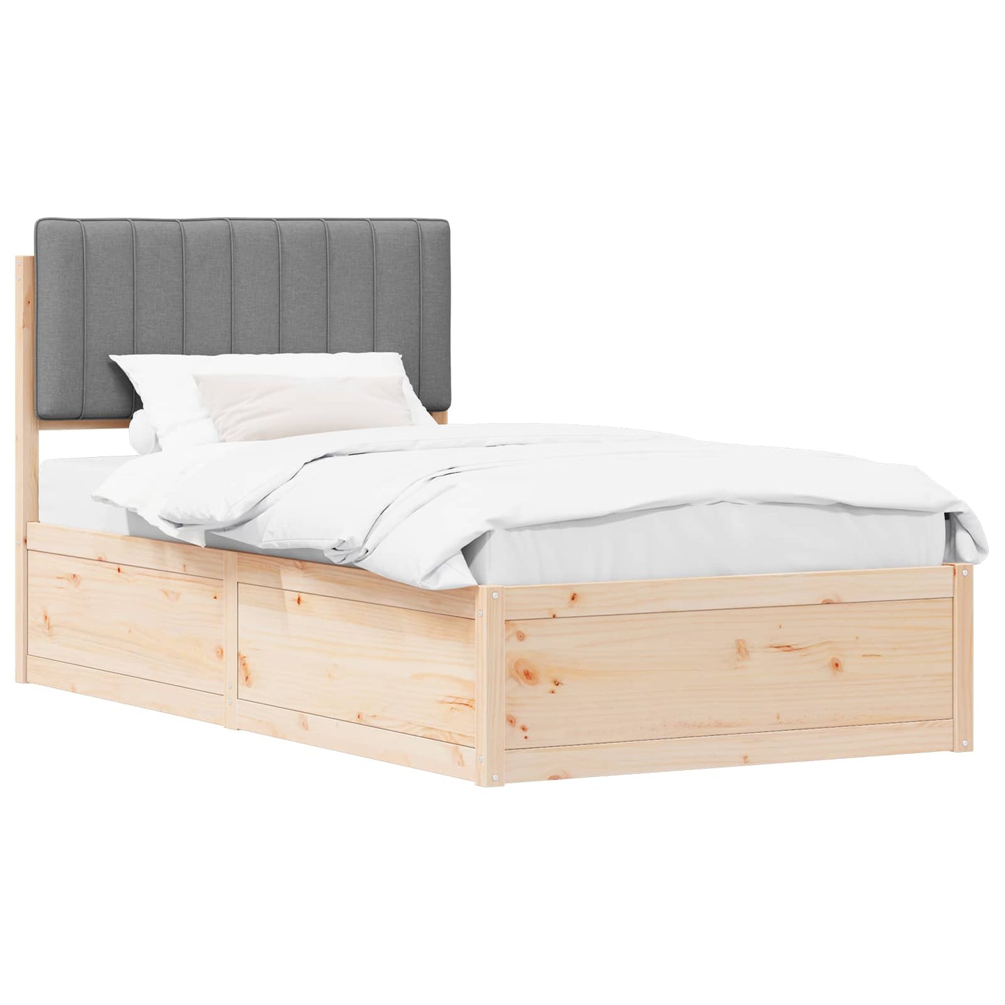 vidaXL Σκελετός Κρεβατιού με Επενδεδυμένο Κεφαλάρι Ανοιχτό γκρι