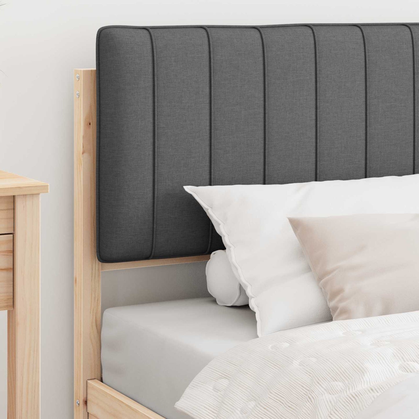 vidaXL Σκελετός Κρεβατιού με Επενδεδυμένο Κεφαλάρι Σκούρο Γκρι