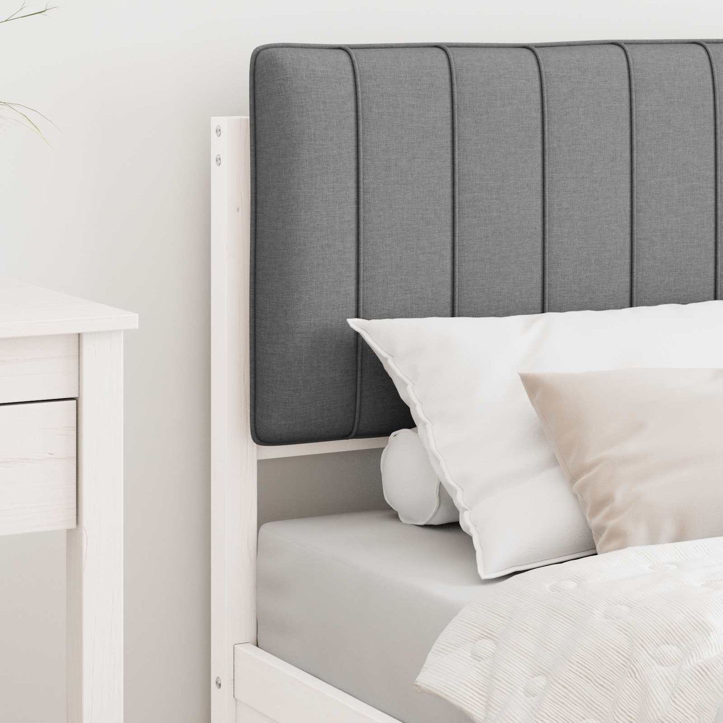 vidaXL Σκελετός Κρεβατιού με Επενδεδυμένο Κεφαλάρι Ανοιχτό γκρι