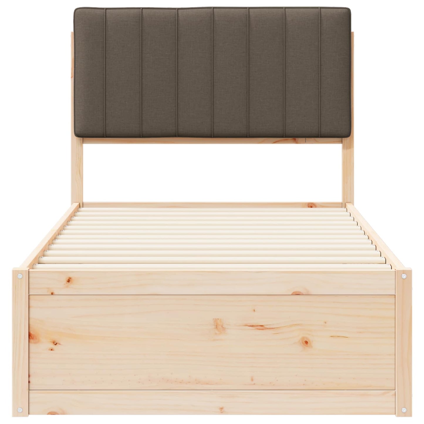 vidaXL Σκελετός Κρεβατιού με Επενδεδυμένο Κεφαλάρι Taupe 90 x 190 cm