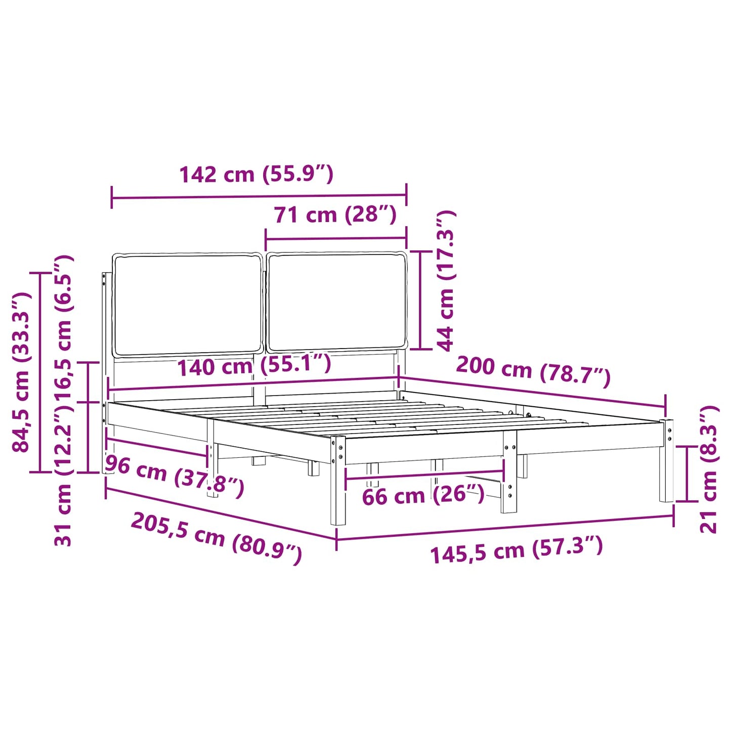 vidaXL Σκελετός Κρεβατιού με Επενδεδυμένο Κεφαλάρι Taupe 140 x 200 cm