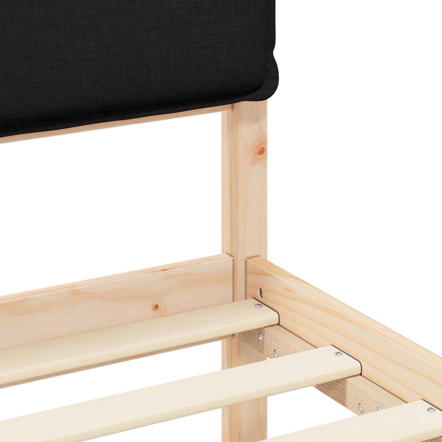 vidaXL Σκελετός Κρεβατιού με Επενδεδυμένο Κεφαλάρι Μαύρο 90 x 200 cm