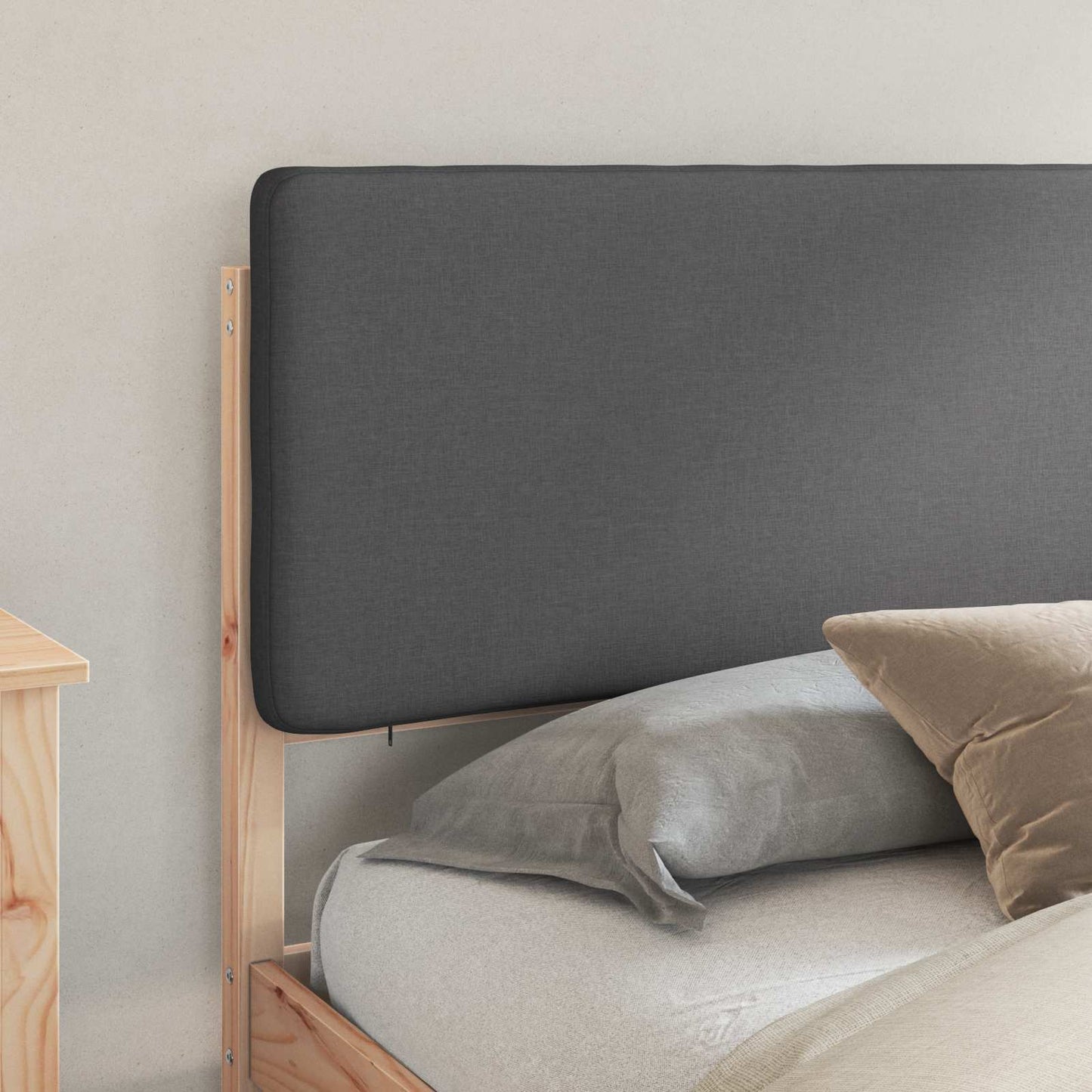 vidaXL Σκελετός Κρεβατιού με Επενδεδυμένο Κεφαλάρι Σκούρο Γκρι