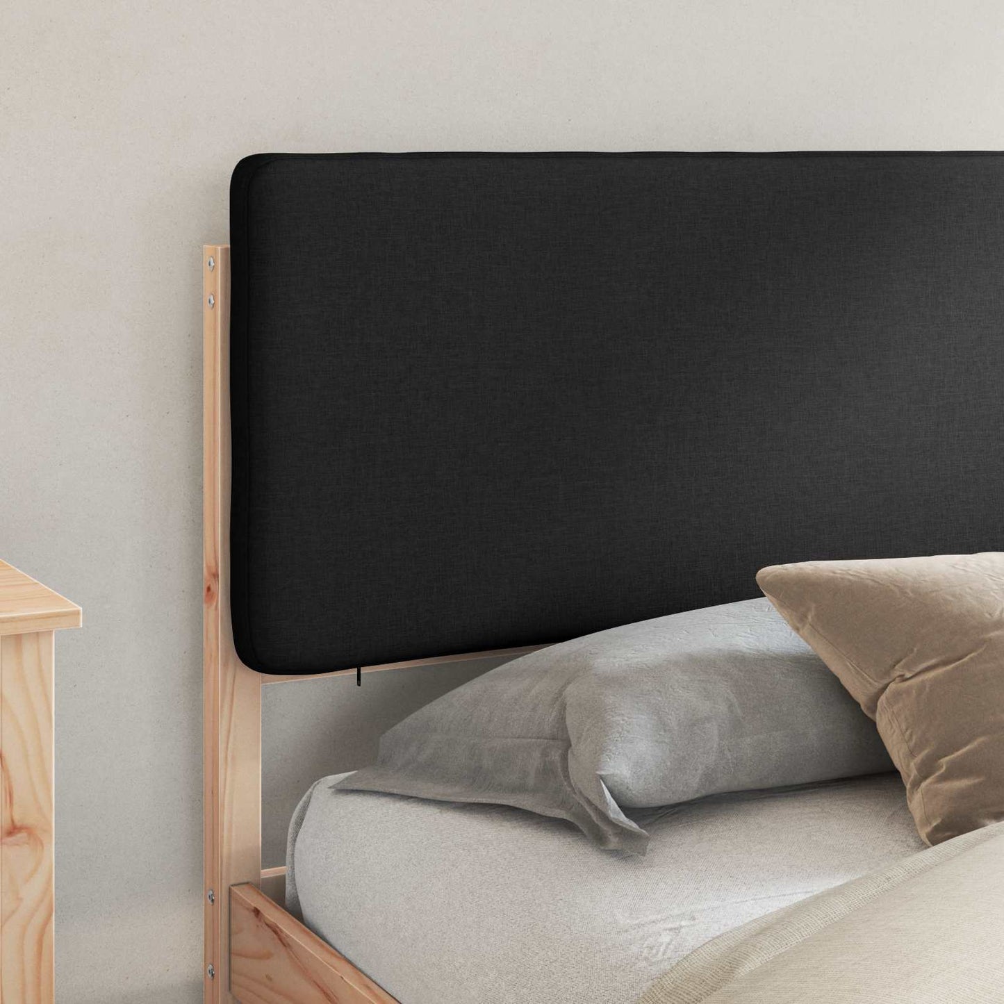 vidaXL Σκελετός Κρεβατιού με Επενδεδυμένο Κεφαλάρι Μαύρο 180 x 200 cm