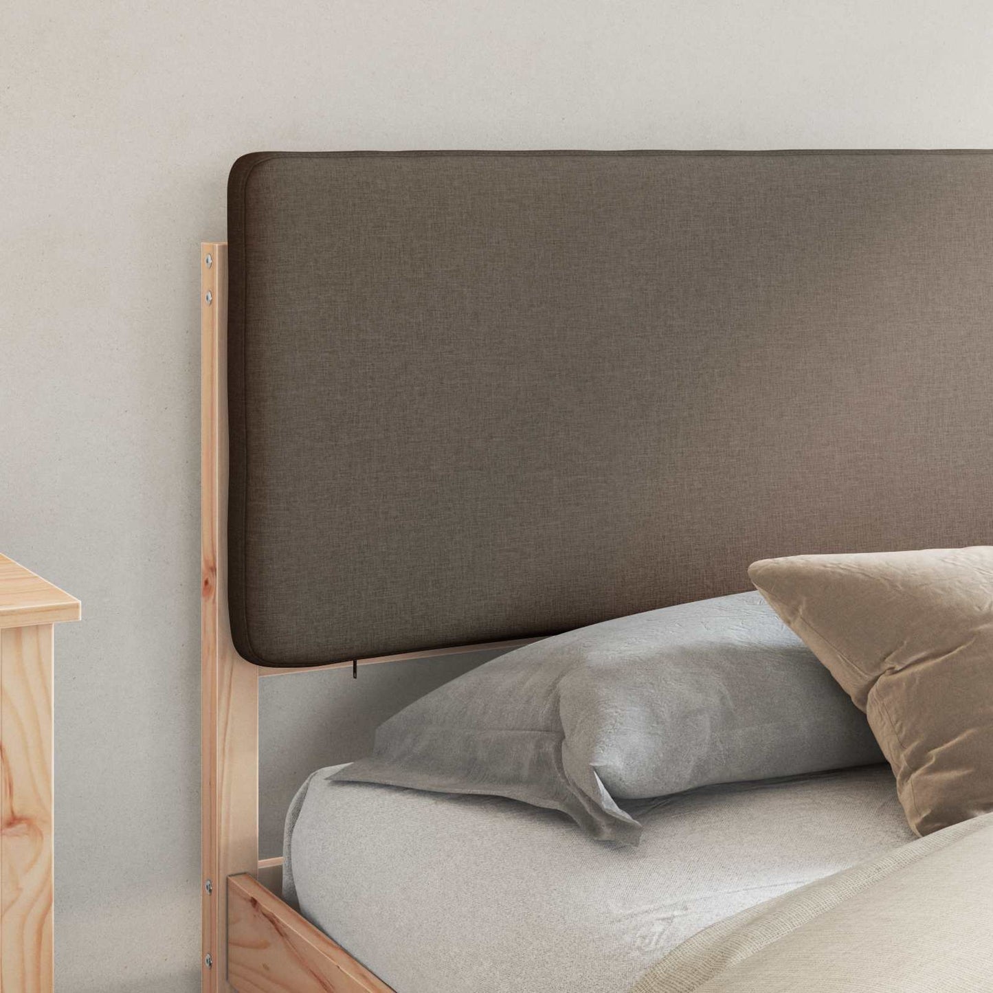 vidaXL Σκελετός Κρεβατιού με Επενδεδυμένο Κεφαλάρι Taupe 180 x 200 cm