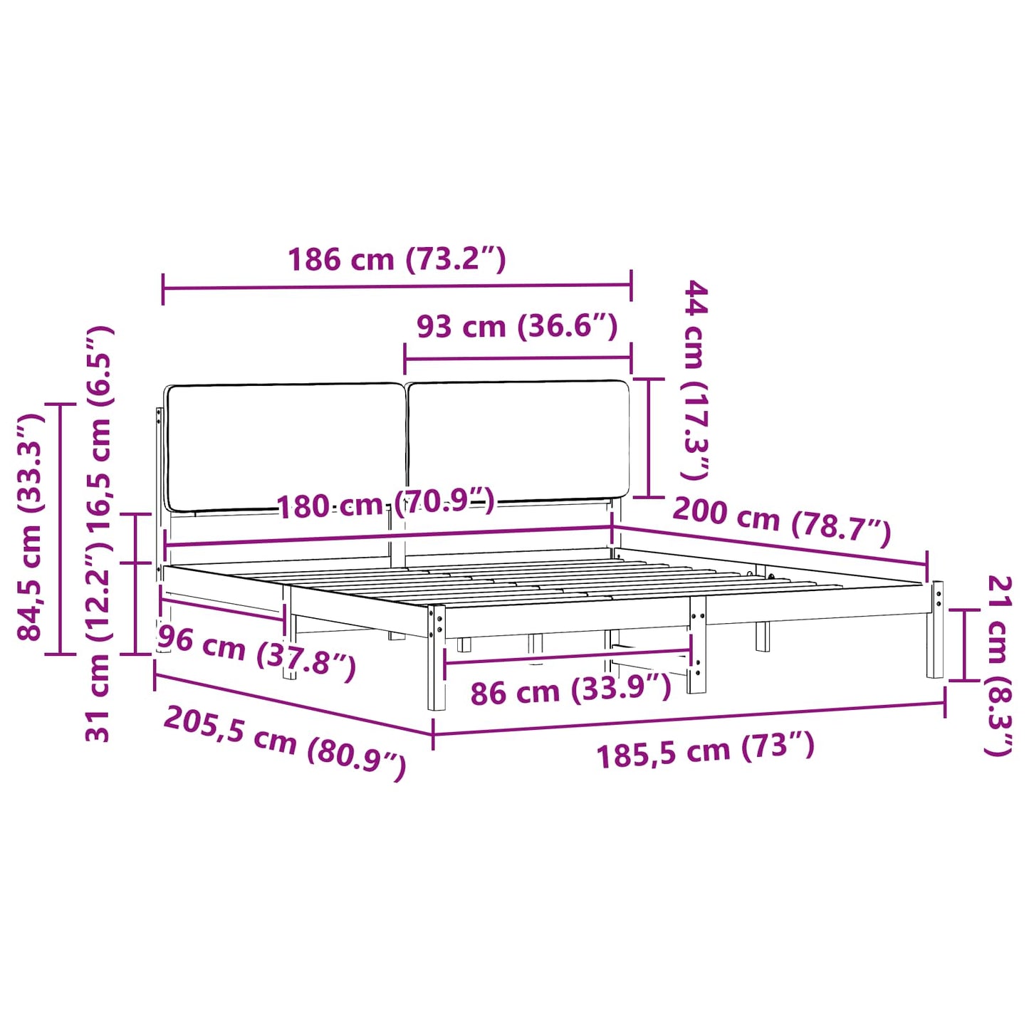 vidaXL Σκελετός Κρεβατιού με Επενδεδυμένο Κεφαλάρι Taupe 180 x 200 cm