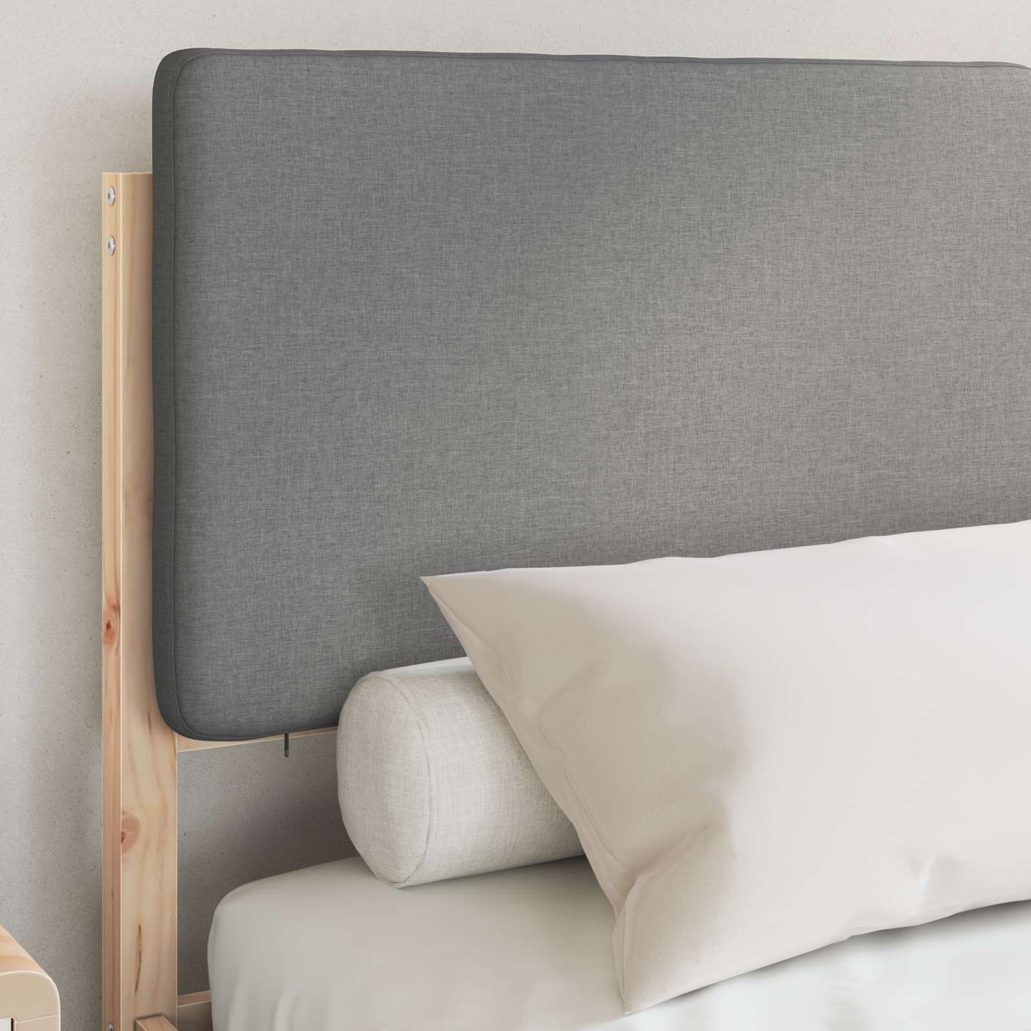 vidaXL Σκελετός Κρεβατιού με Επενδεδυμένο Κεφαλάρι Ανοιχτό γκρι