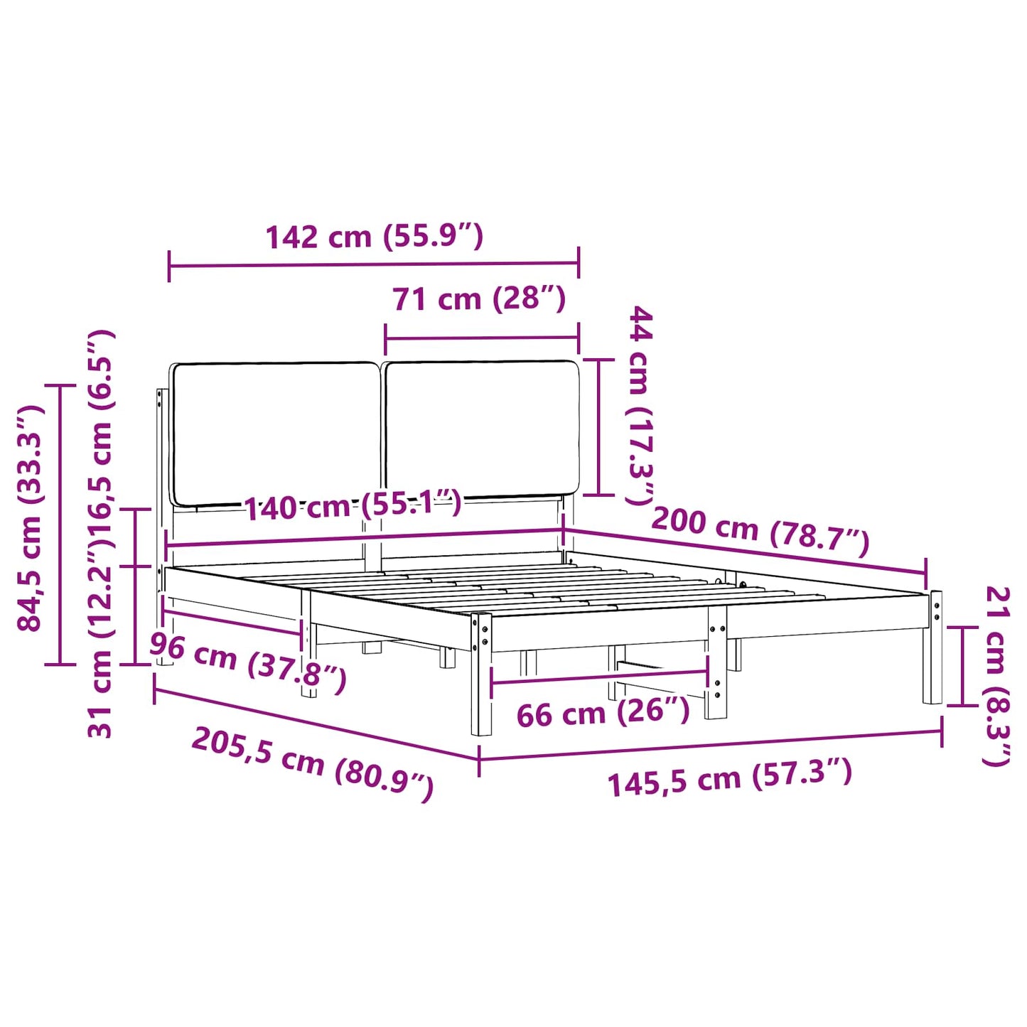 vidaXL Σκελετός Κρεβατιού με Επενδεδυμένο Κεφαλάρι Ανοιχτό γκρι