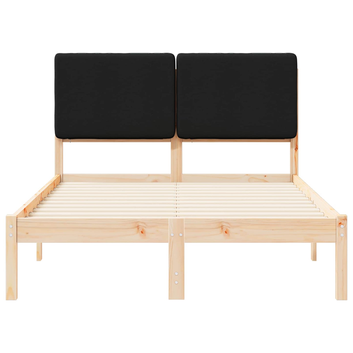 vidaXL Σκελετός Κρεβατιού με Επενδεδυμένο Κεφαλάρι Μαύρο 135 x 190 cm