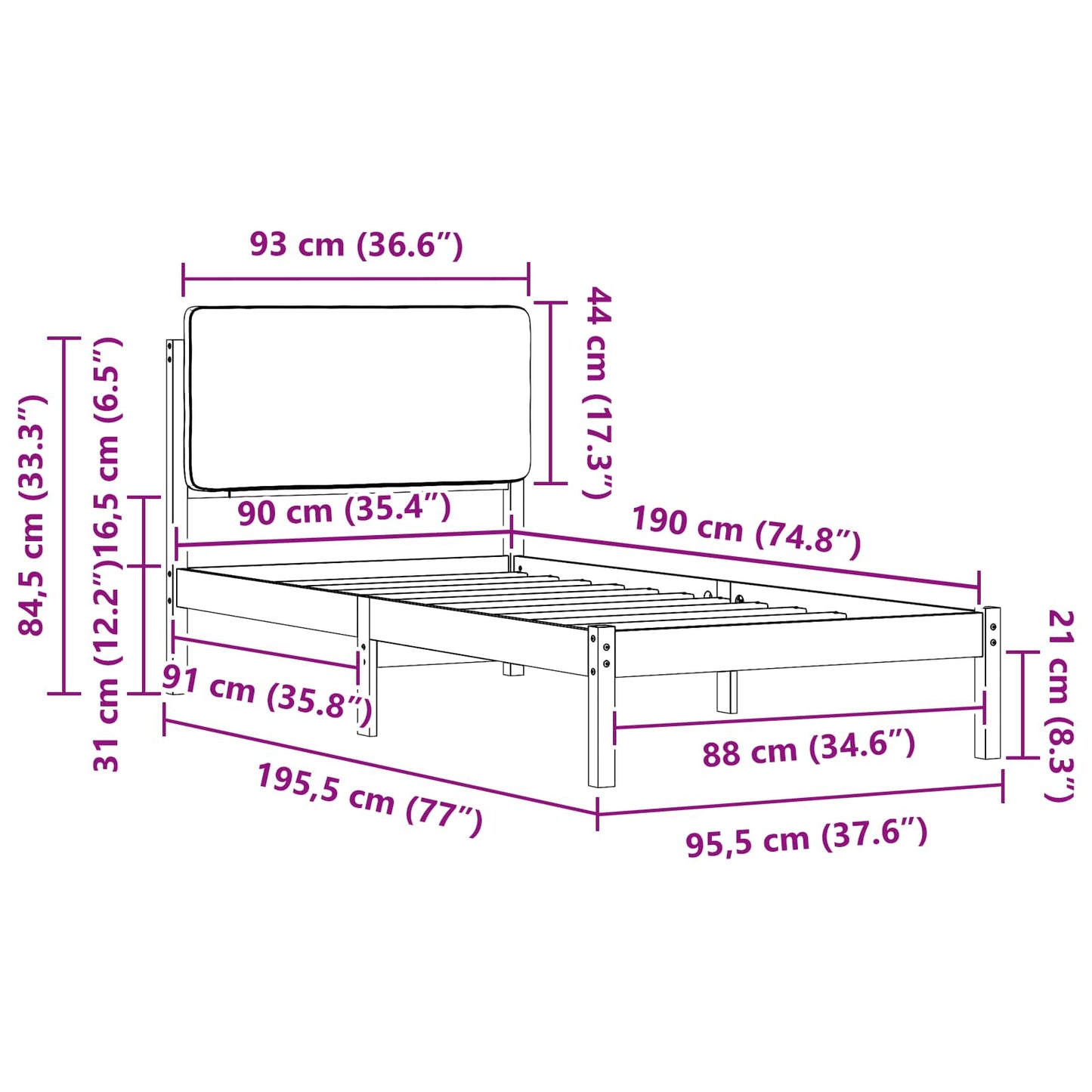 vidaXL Σκελετός Κρεβατιού με Επενδεδυμένο Κεφαλάρι Ανοιχτό γκρι